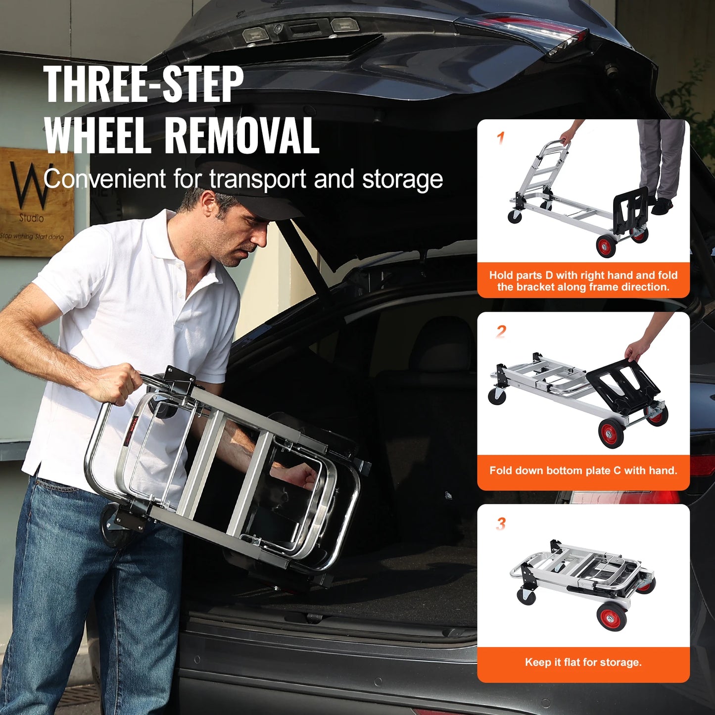 SucceBuy 400 Lb Folding Hand Truck With Wheels For Moving