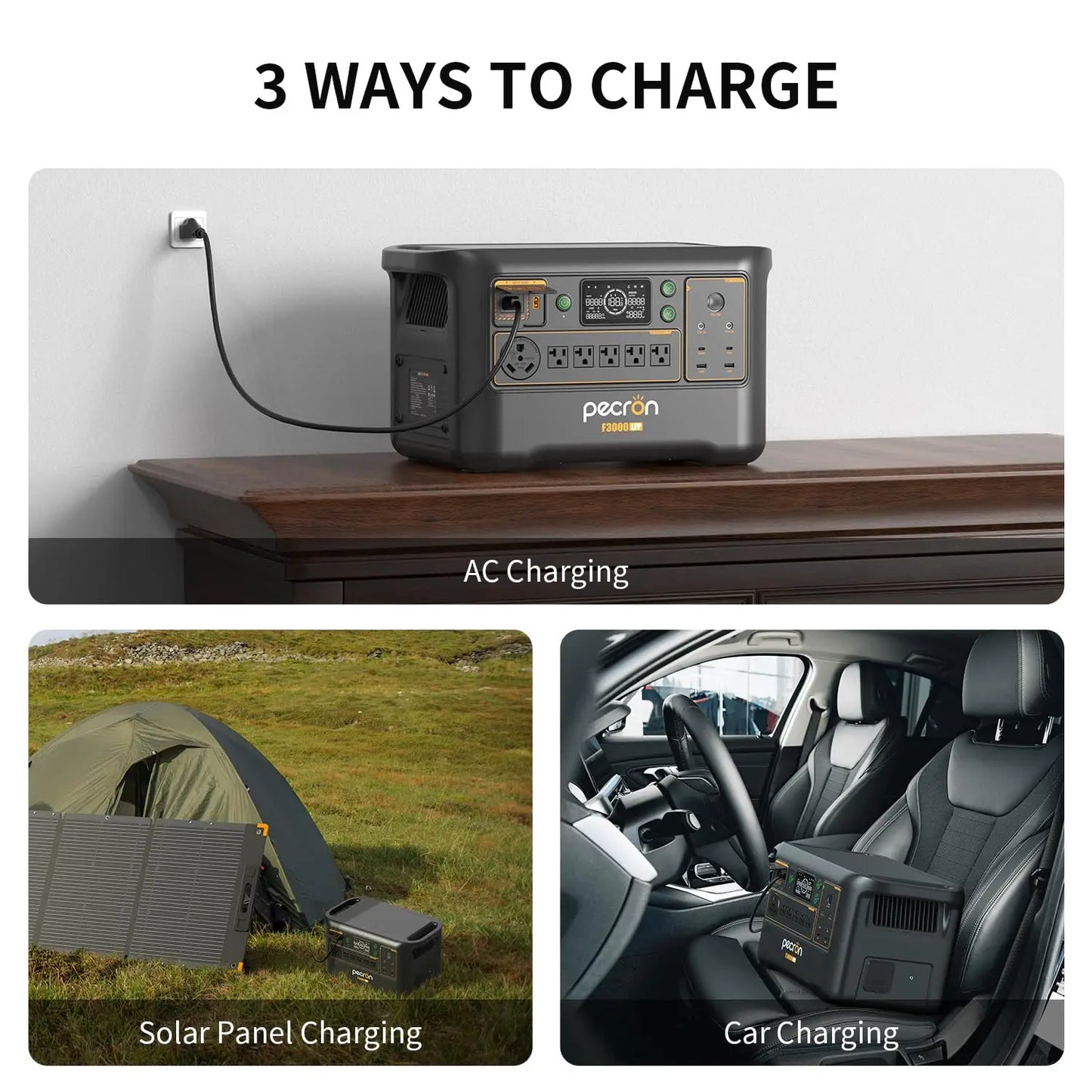 Used-Pecron Portable Power Station F3000LFP 3072Wh Solar Generator 3600W LiFePO4 Battery Home Backup For Home Camping RV