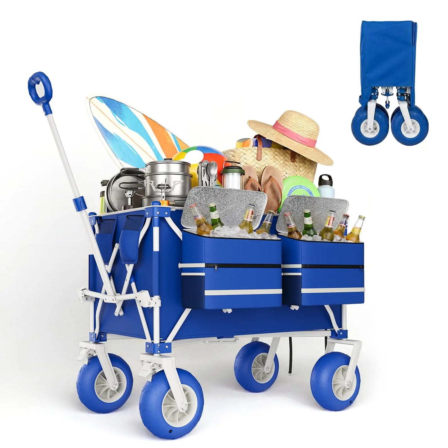 HiMISS Folding All Terrain Utility Wagon For Beach And Camping