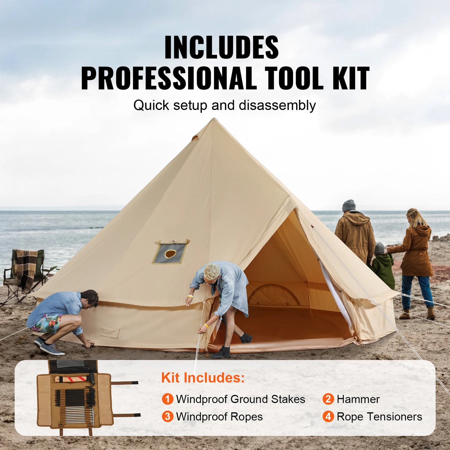 SucceBuy Canvas Bell Tent For Outdoor Camping With Breathable Fabric