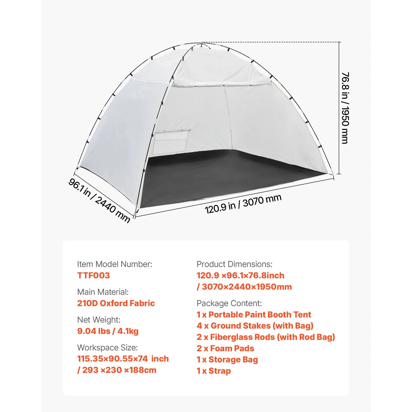 SucceBuy Portable Paint Booth Tent With Built In Floor