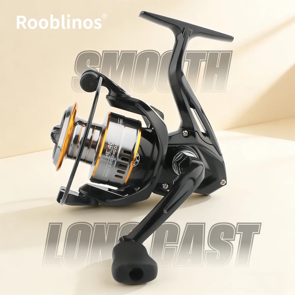 ROOBLINOS HE Ultra-Light Spinning Reel, 7 Ounces - 5+1 Sealed Ball Bearings, Maximum Drag 22 Pounds, Gear Ratio 5.2:1