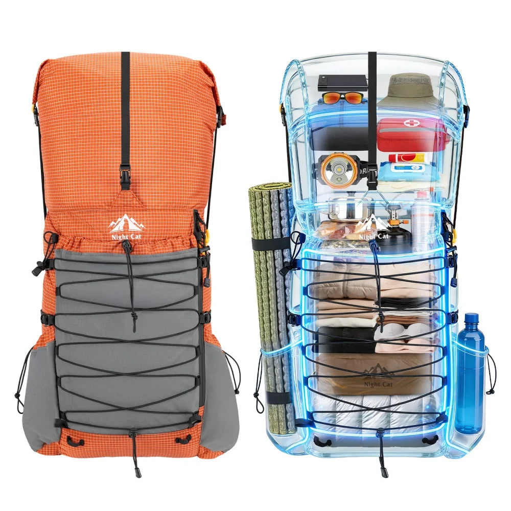 Night Cat Lightweight Internal Frame Hiking Backpack With Rain Cover