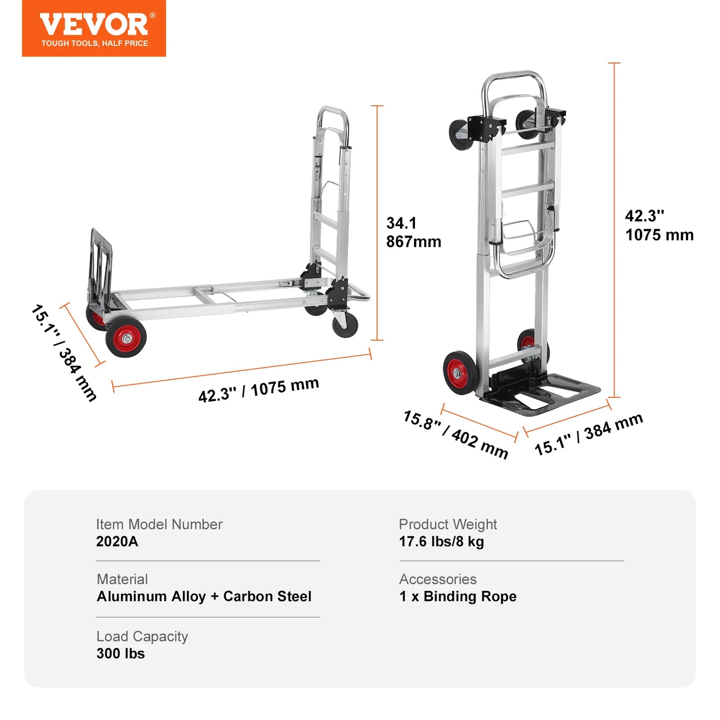 SucceBuy 400 Lb Folding Hand Truck With Wheels For Moving