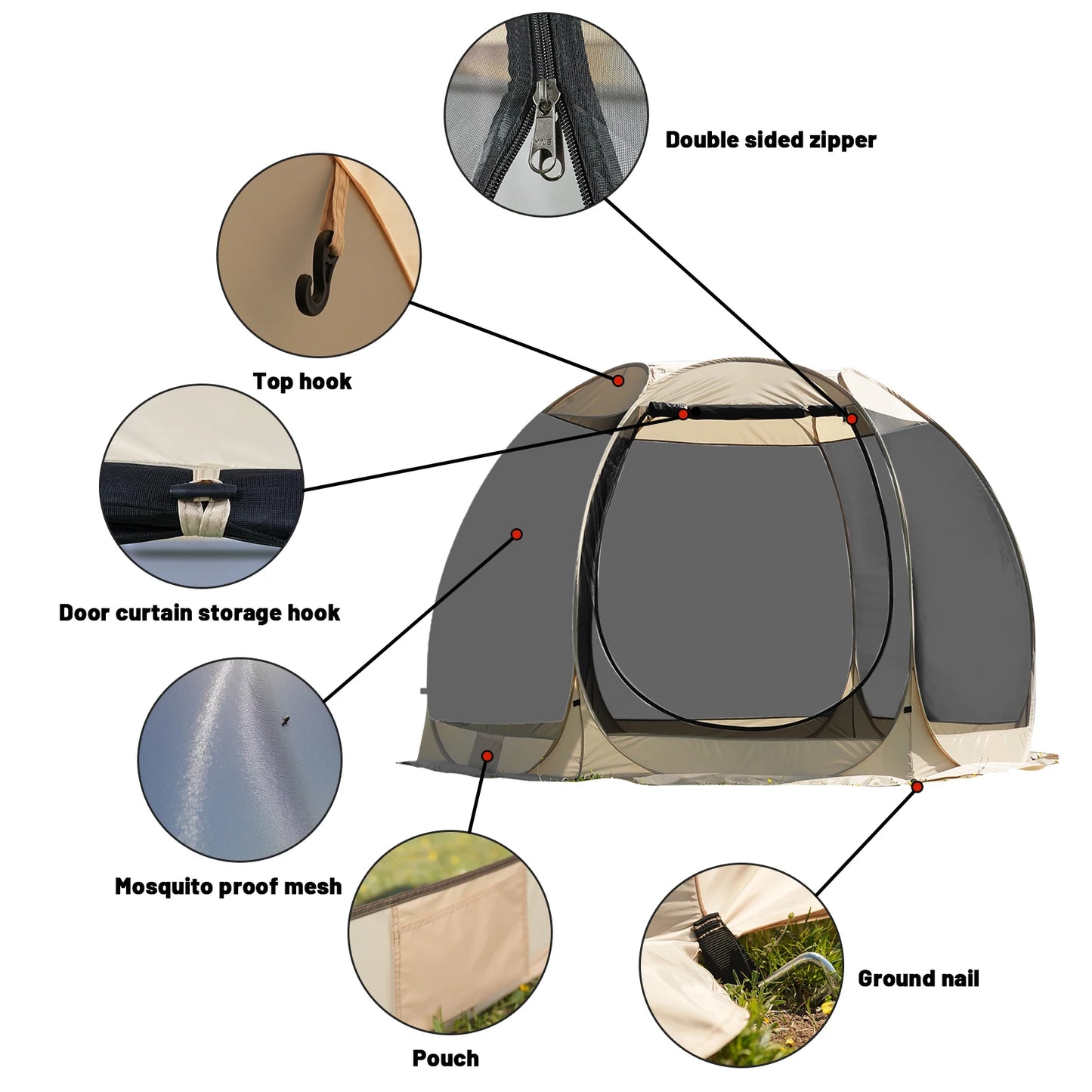 Pakicetus Portable Screen House Tent With Mosquito Net Outdoor Shelter