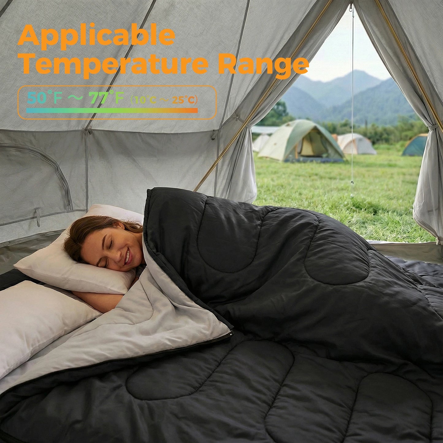 Portable Double Sleeping Bag For Adults With Comfortable Pillow