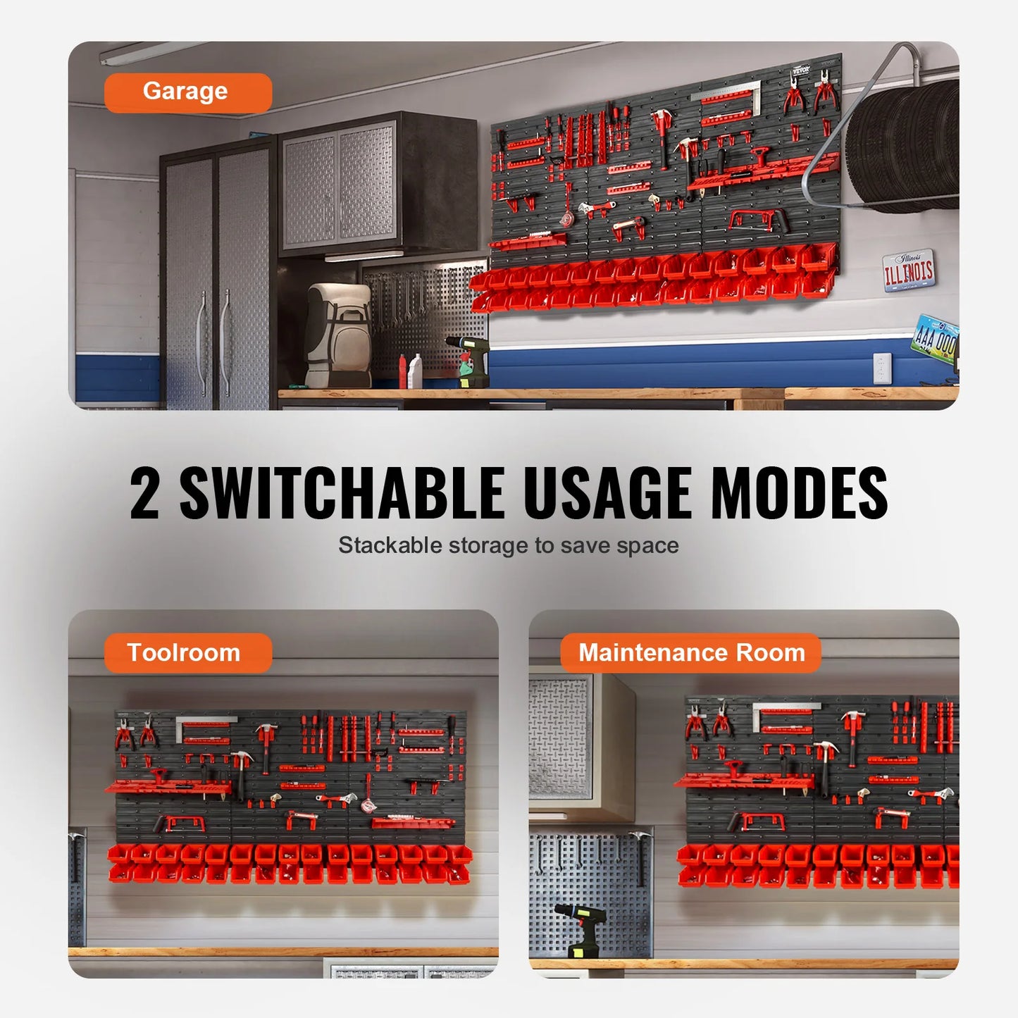 SucceBuy Wall Mounted Storage Bins Parts Rack Organizer Garage Tools