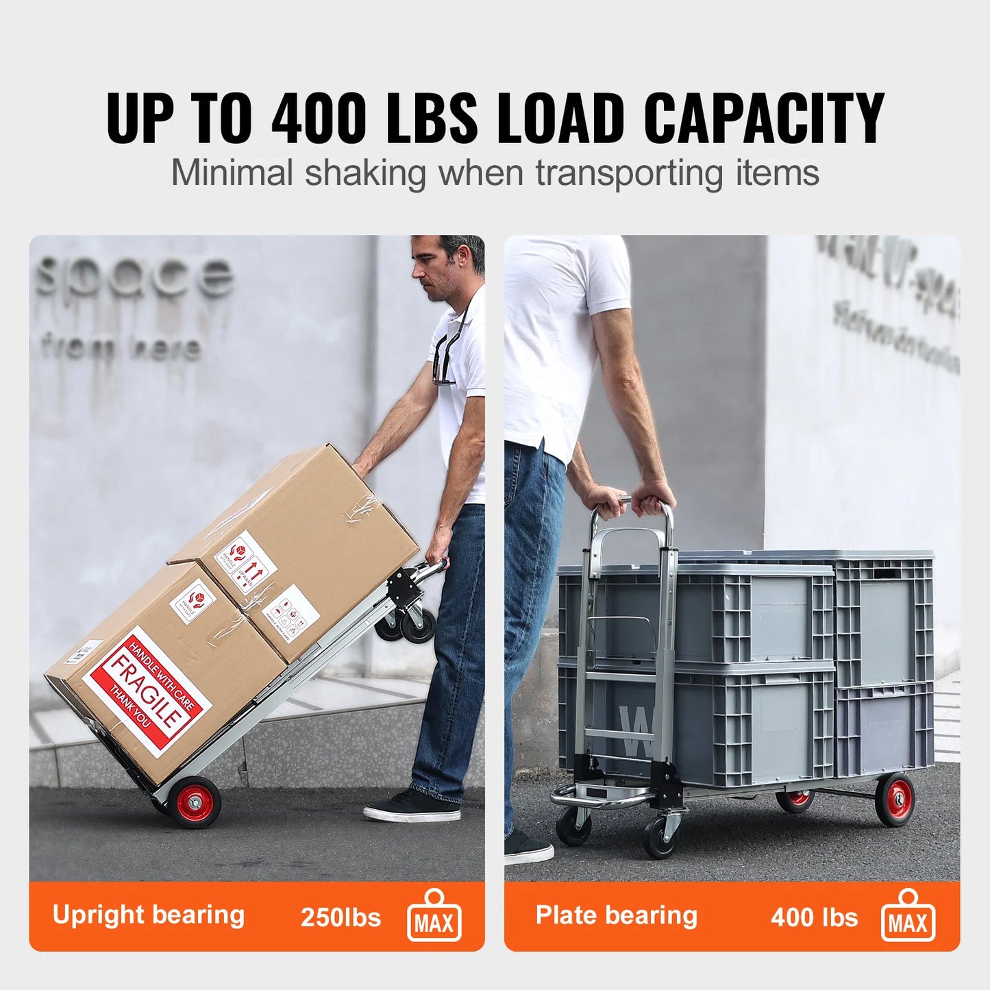 SucceBuy 400 Lb Folding Hand Truck With Wheels For Moving