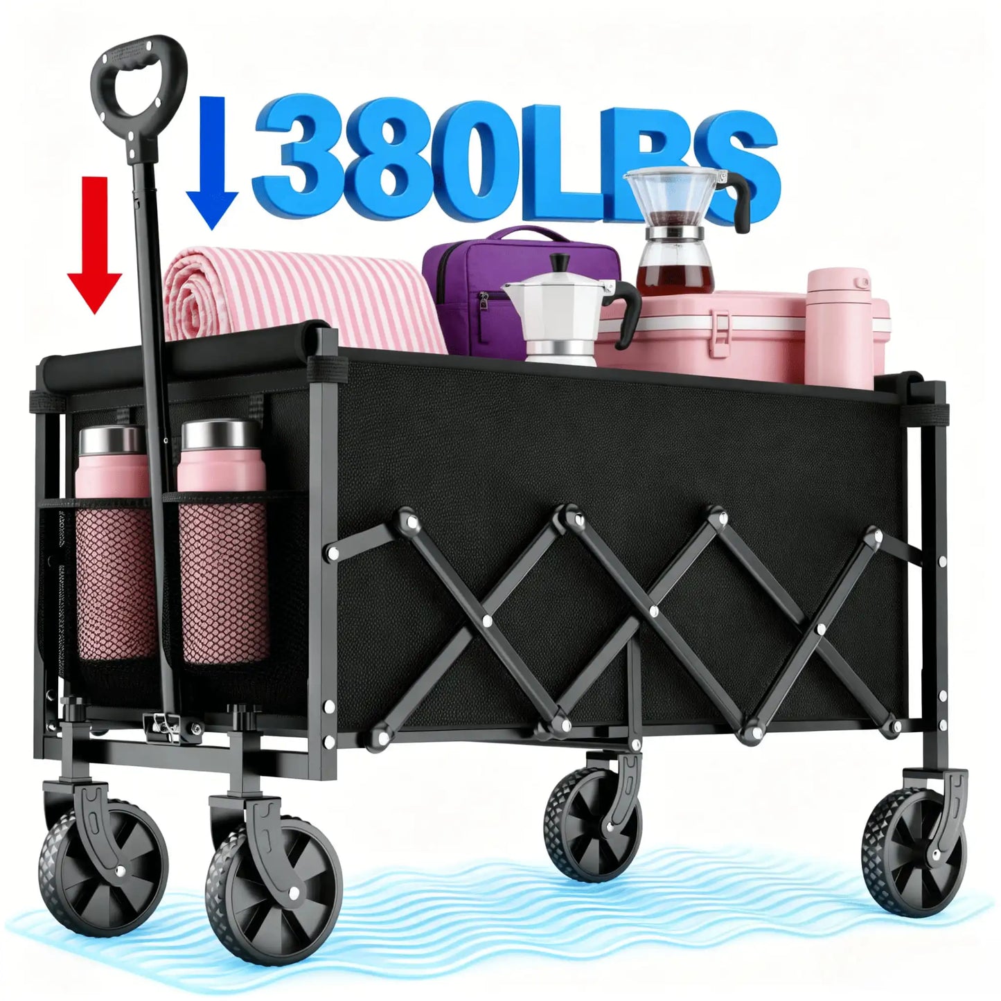 Oasoneer Heavy Duty All Terrain Folding Wagon With Large Wheels