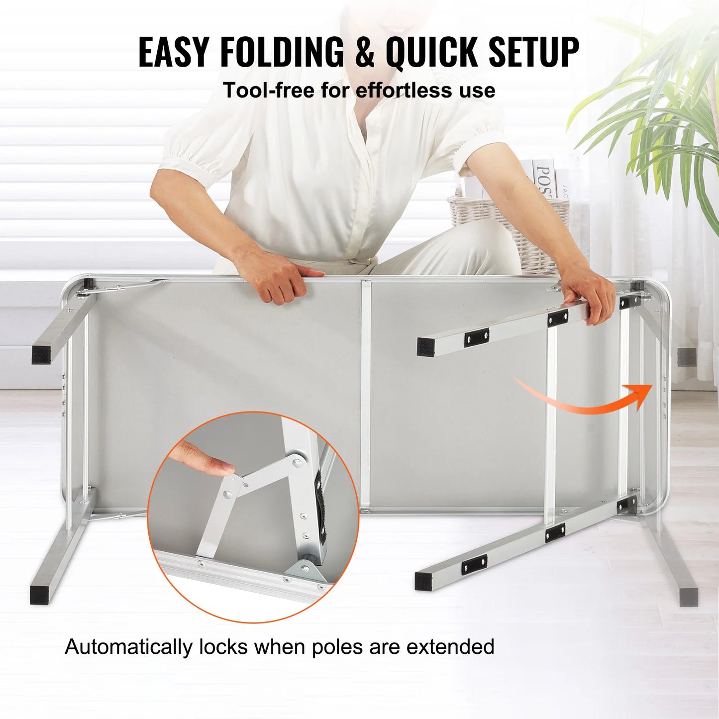 SucceBuy Folding Portable Bar Table With Storage Skirt Case