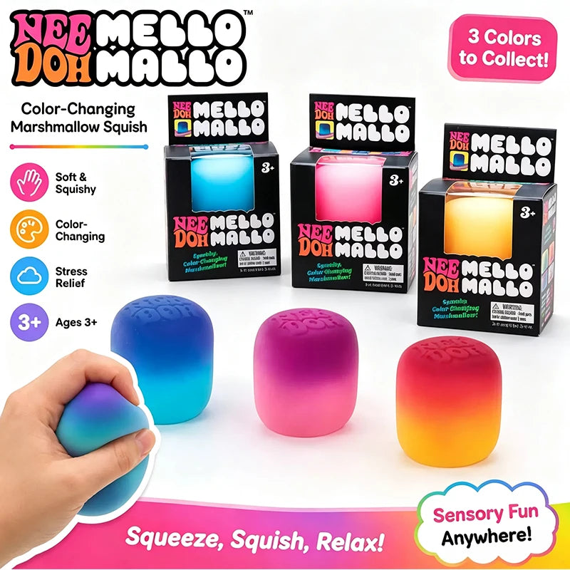 1-3PCS Color Changing Mallo Squishy Toy Soft Marshmallow Squeeze Fidget Ball Stress Relief Toy Adults Kids Sensory Play Favors