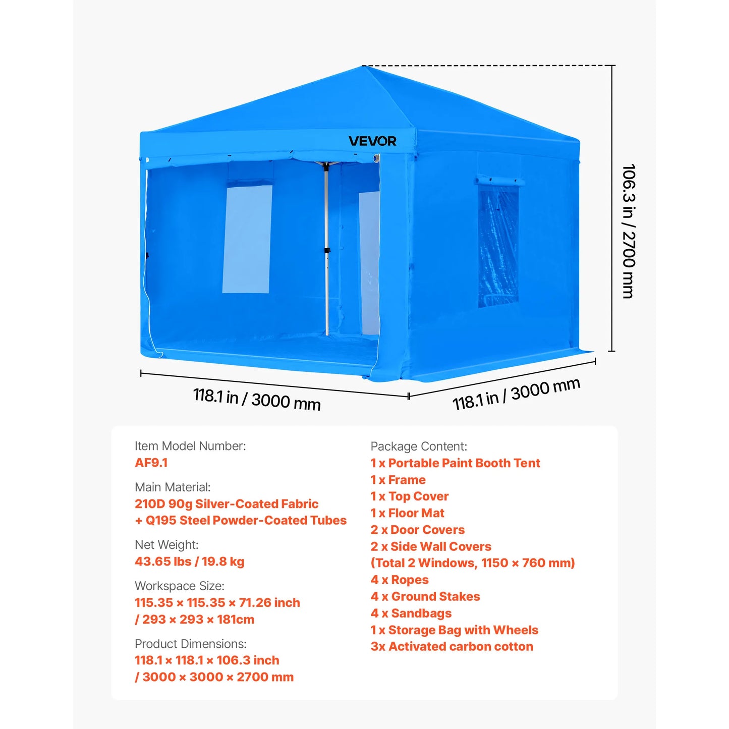 SucceBuy Portable Paint Booth Tent With Built In Floor