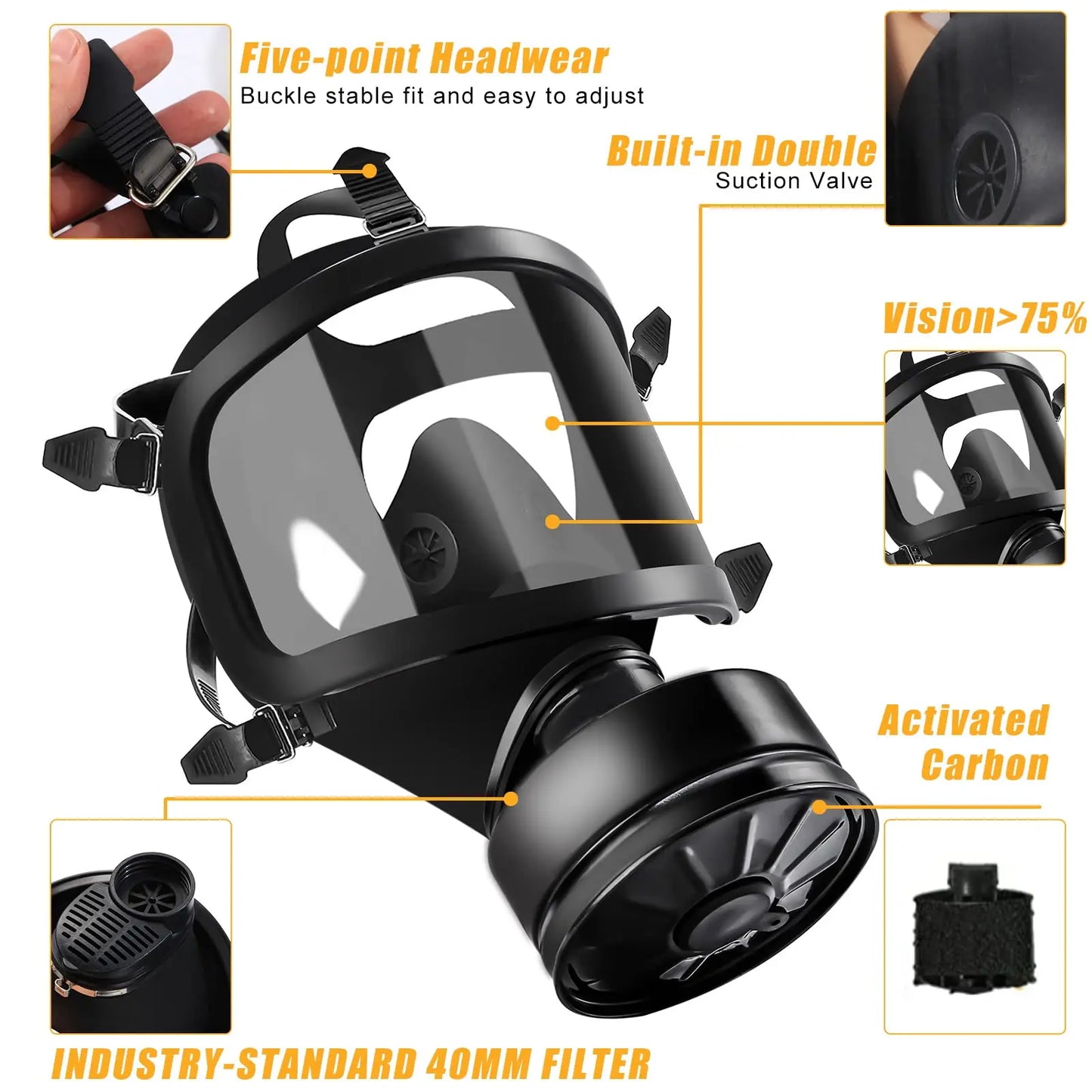 New MF14/87 Respirator, Full Face Gas Mask with Activated Carbon Filter for Vapour, Chemical, Nuclear Contamination Protection