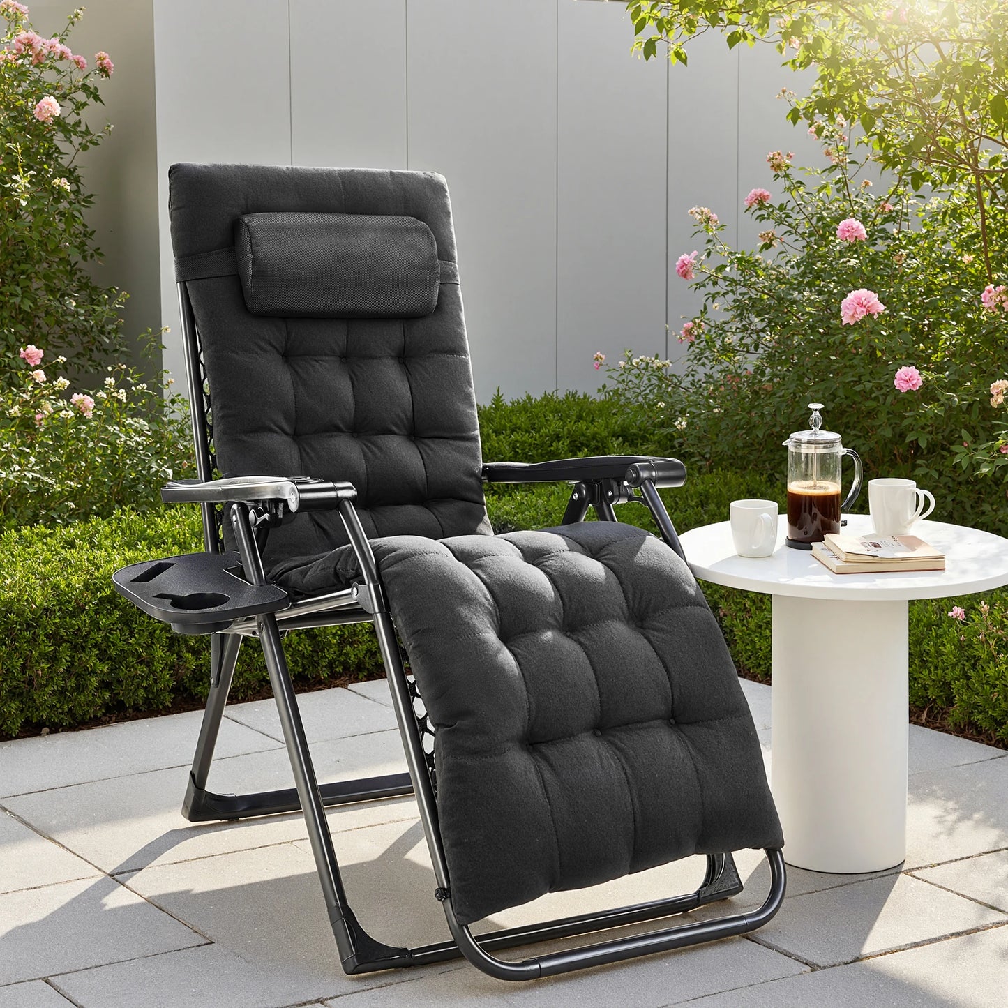 JHK Portable Zero Gravity Outdoor Recliner With Cup Holder