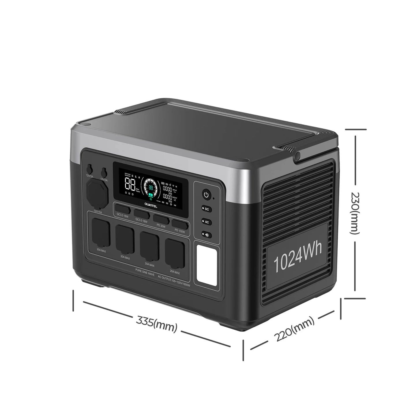 Oukitel P1000 Plus 1800W Portable Power Station Featuring LiFePo4 Battery