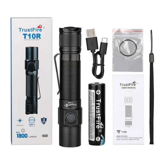 TrustFire T10R Tactical LED Flashlight 1800 Lumens Rechargeable