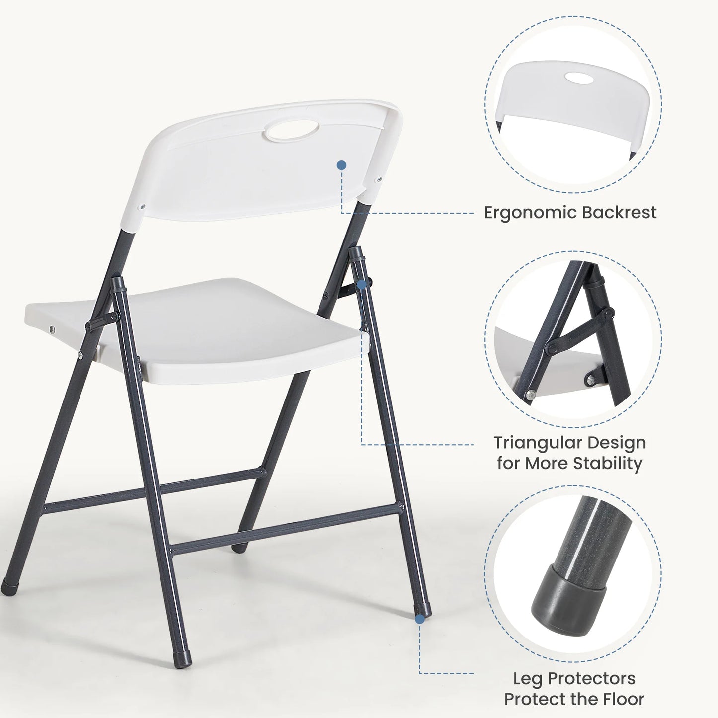 JHK Ergonomic Metal Frame Folding Dining Chairs For Home.