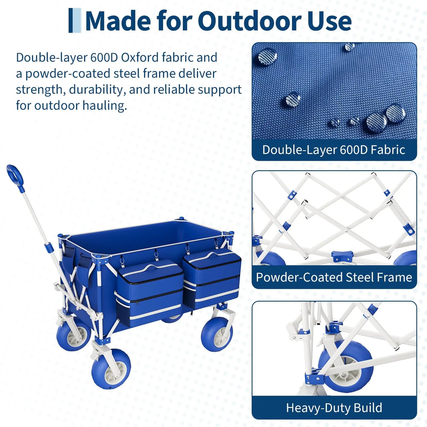 HiMISS Folding All Terrain Utility Wagon For Beach And Camping