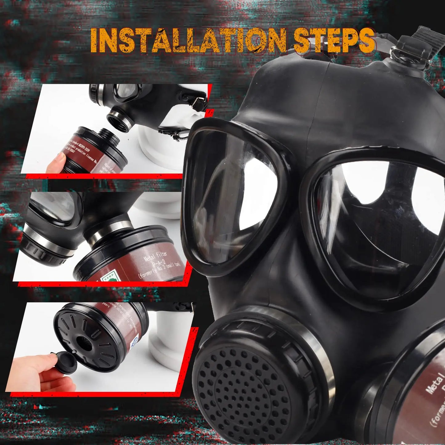 87 Full Face Gas Mask Chemical Prevention Pollution Prevention Mask Gasmasker with 40mm Filter Activated Carbon Filter