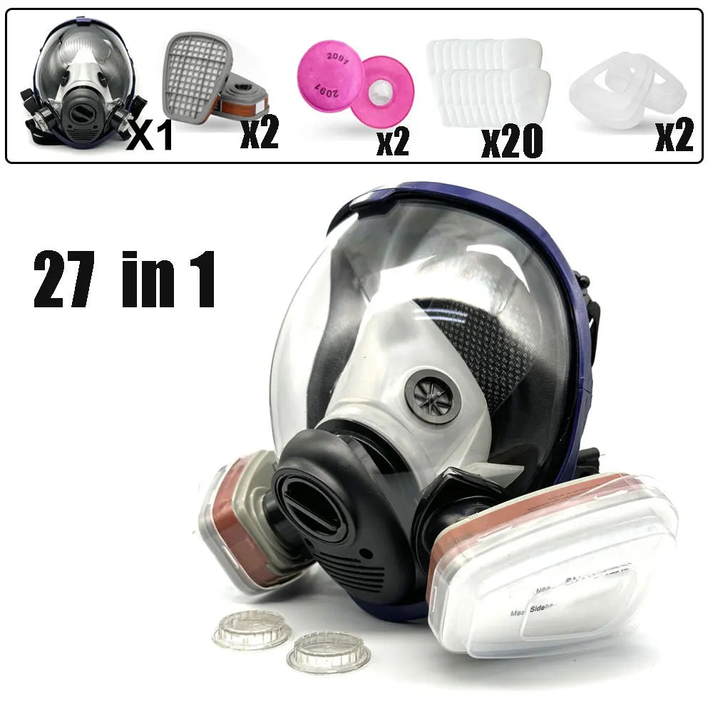 Full Face Respirator Gas Mask 40 mm Activated Carbon Filter Canister Suitable for Fumes Chemical, Spray Paint, Tactical-Survival
