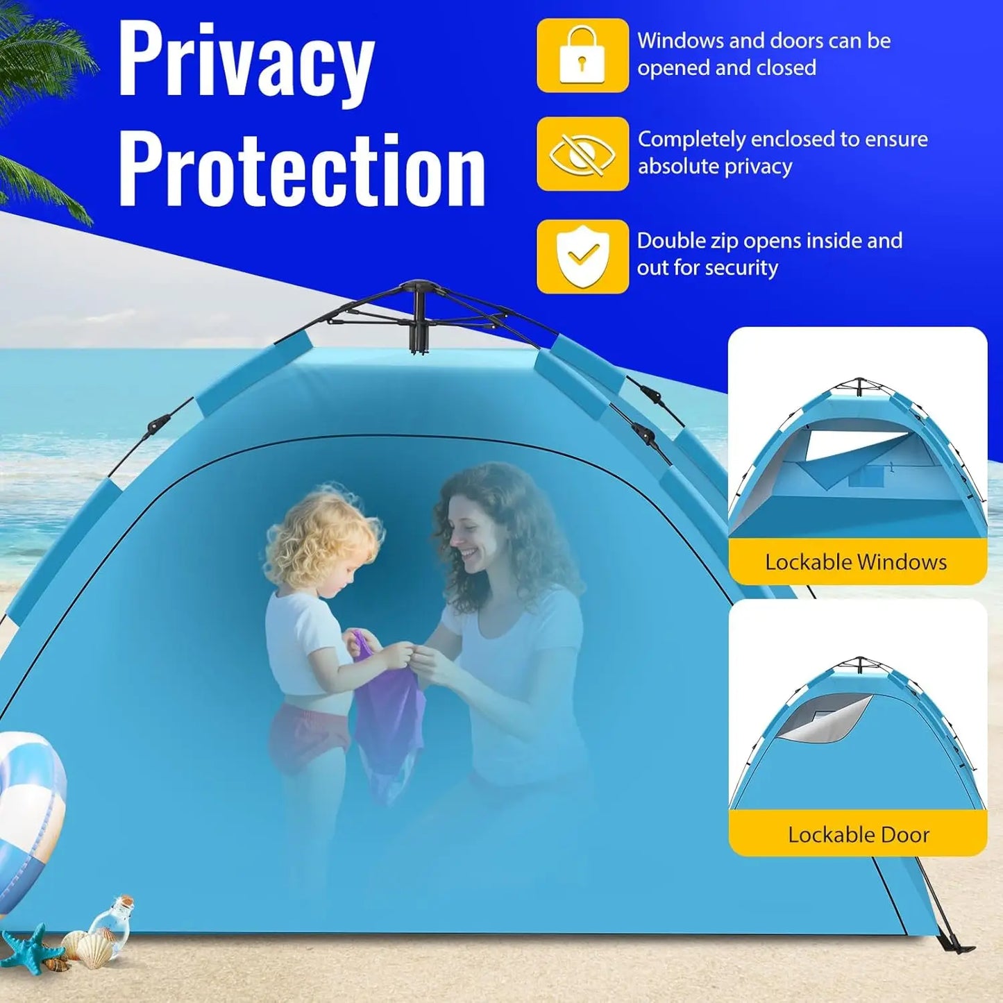 Automatic Pop Up Beach Tent With UPF 50 Protection