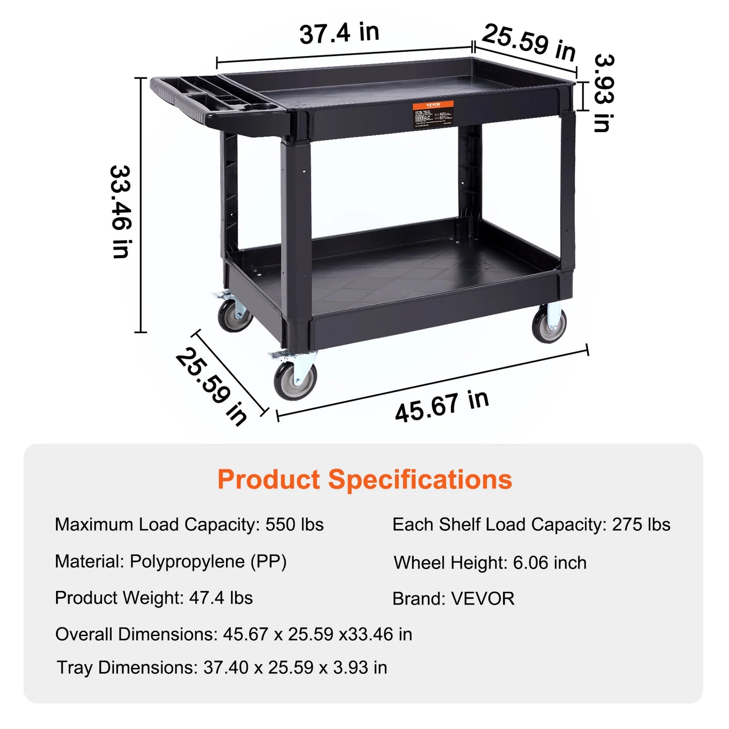 SucceBuy Utility Cart With Swivel Wheels For Warehouse Storage