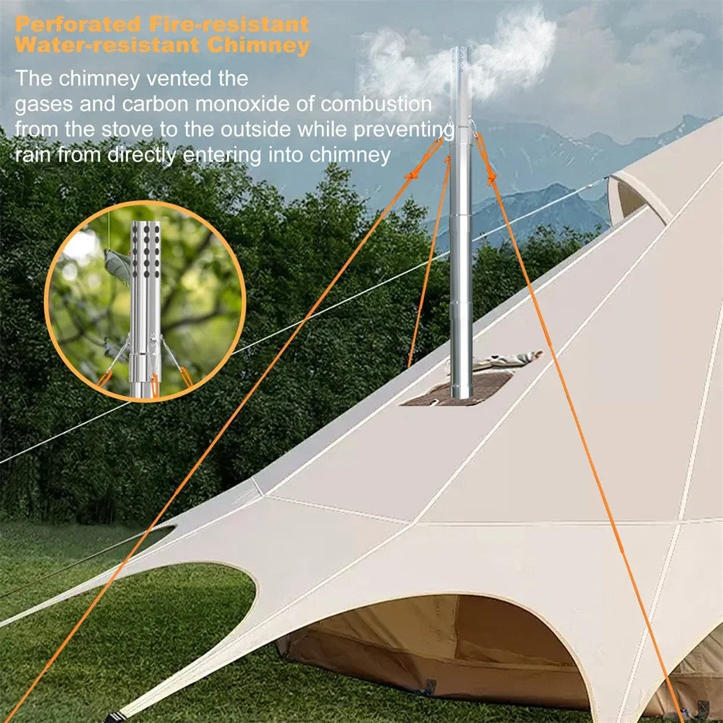 Portable Stainless Steel Wood Burning Tent Stove With Chimney Kit