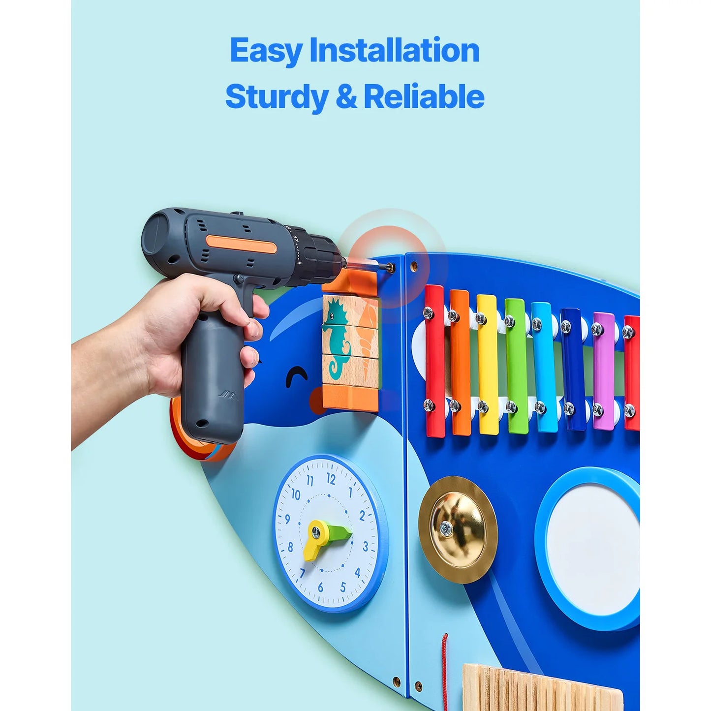 SucceBuy Montessori Busy Board With Hanging Sensory Learning Panels