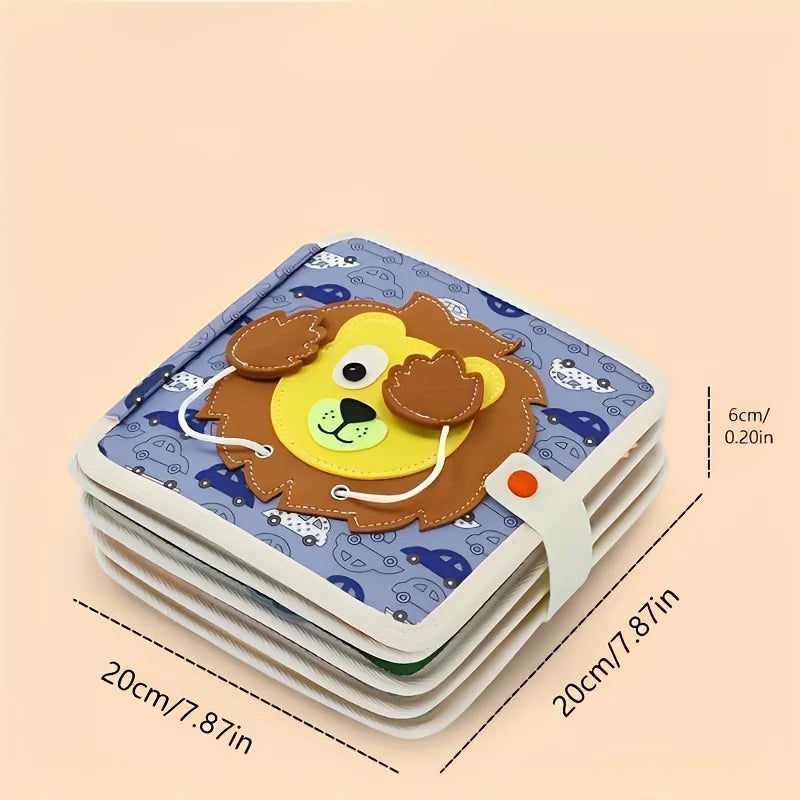 Lion Cover Felt Busy Book for Kids, Quiet Activity Book with Animal, Fruit & Number Matching Game, Portable Travel Sensory Toy, Hands-On Learning Puzzle Book to Develop Fine Motor Skills, Educational Gift for Toddlers