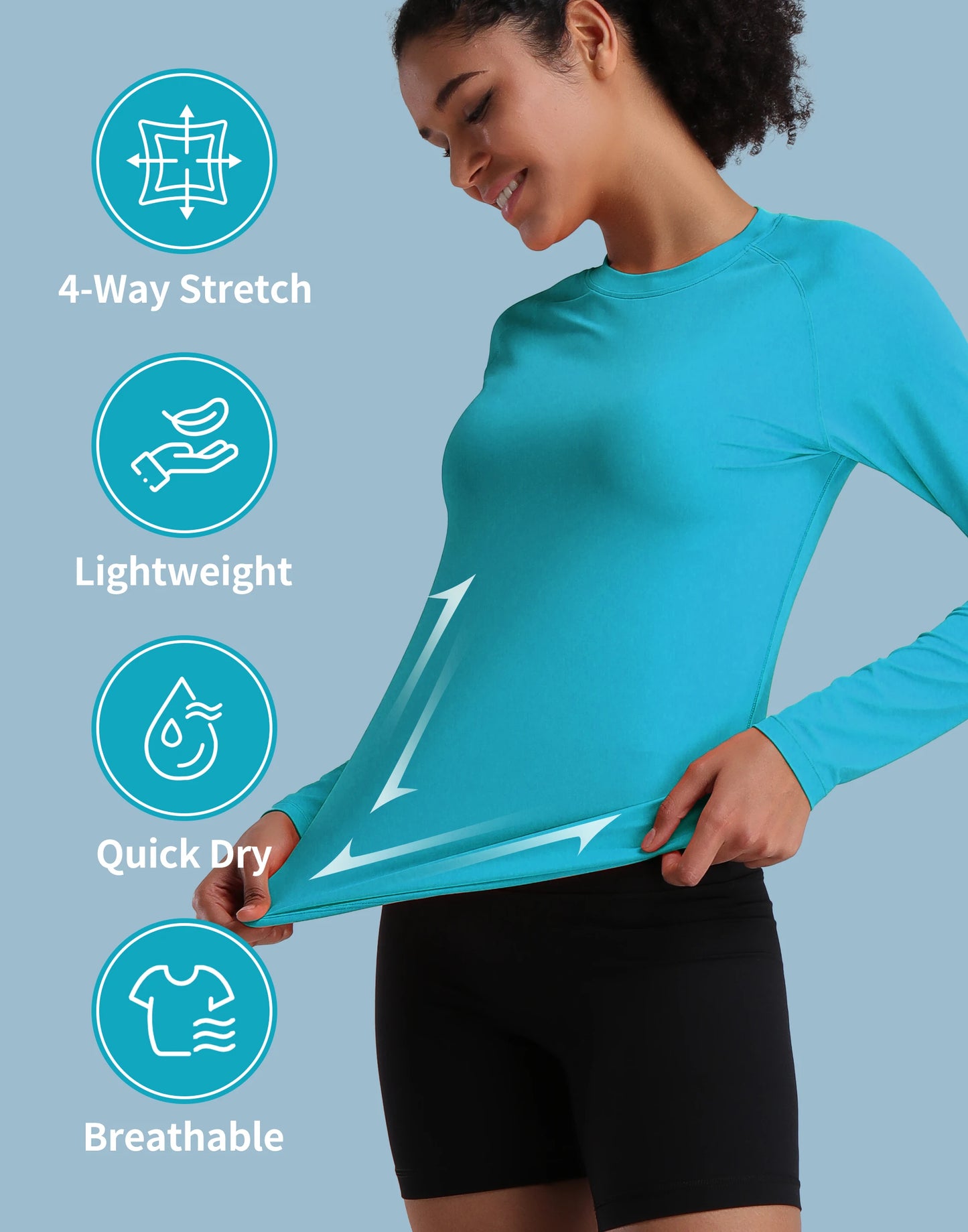 Pioneer Camp Hiking Long Sleeve T-shirt Rash Guard for Women Sun Shirts UPF 50+ SPF UV Protection Workout Tops Running Quick Dry