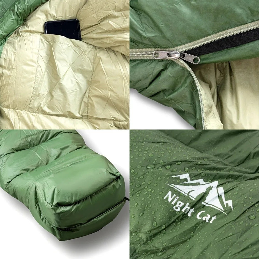 Night Cat Down Sleeping Bag: 600 Fill Power Duck Down 32-59 ℉ Backpacking Mummy Sleeping Bags Ultralight for Adults Outdoor Camping Hiking