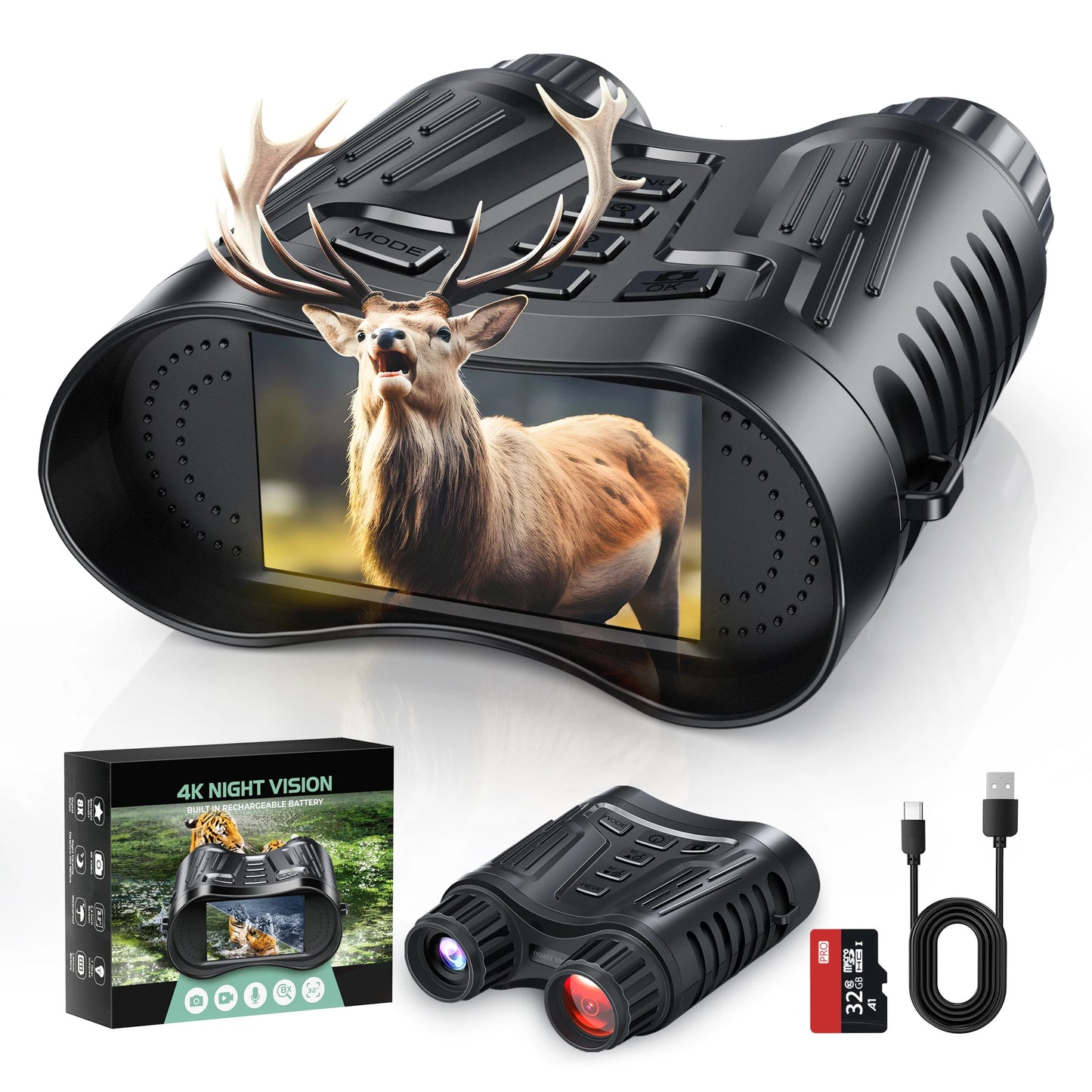 DIYIMIN Night Vision Binoculars With IR Illuminator And Video Recording