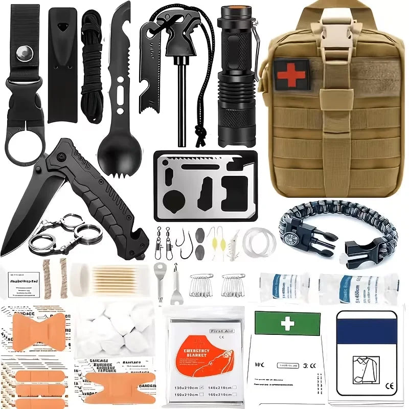 269-Piece Professional Survival Health Equipment Set with Outdoor Fire Starter Compass Multi-tool for Camping And Outdoor Adventure Suitable for Men Fathers Husbands And Women