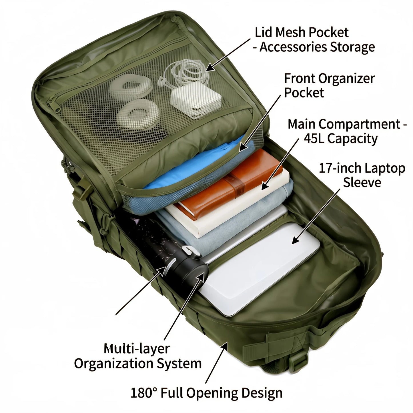 ReFire Gear Large Capacity Tactical Hunting Backpack With Molle