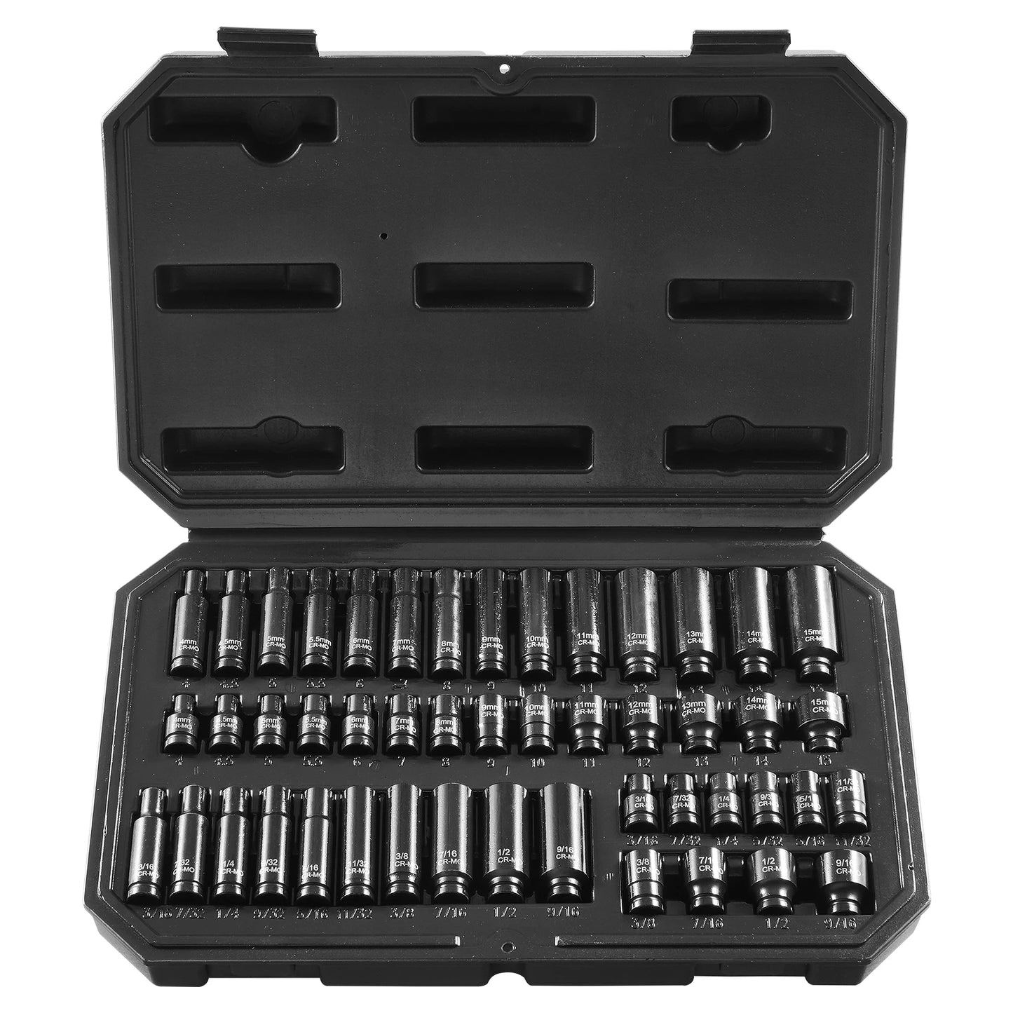 SucceBuy Drive Impact Socket Set Deep & Shallow Socket Set Cr-Mo Alloy Steel Auto Repair EasytoRead Size Markings Storage Case