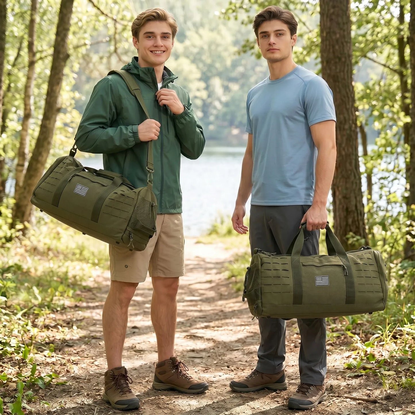 40L Large Tactical Travel Duffle Bag Multi Purpose Weekender Bag With Separate Shoe Compartment Carry On Hand Shoulder Crossbody Bag For Travel Camping Workout Climbing Outdoor Sports Gear Storage Bag