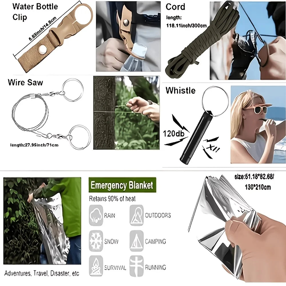 269-Piece Professional Survival Health Equipment Set with Outdoor Fire Starter Compass Multi-tool for Camping And Outdoor Adventure Suitable for Men Fathers Husbands And Women
