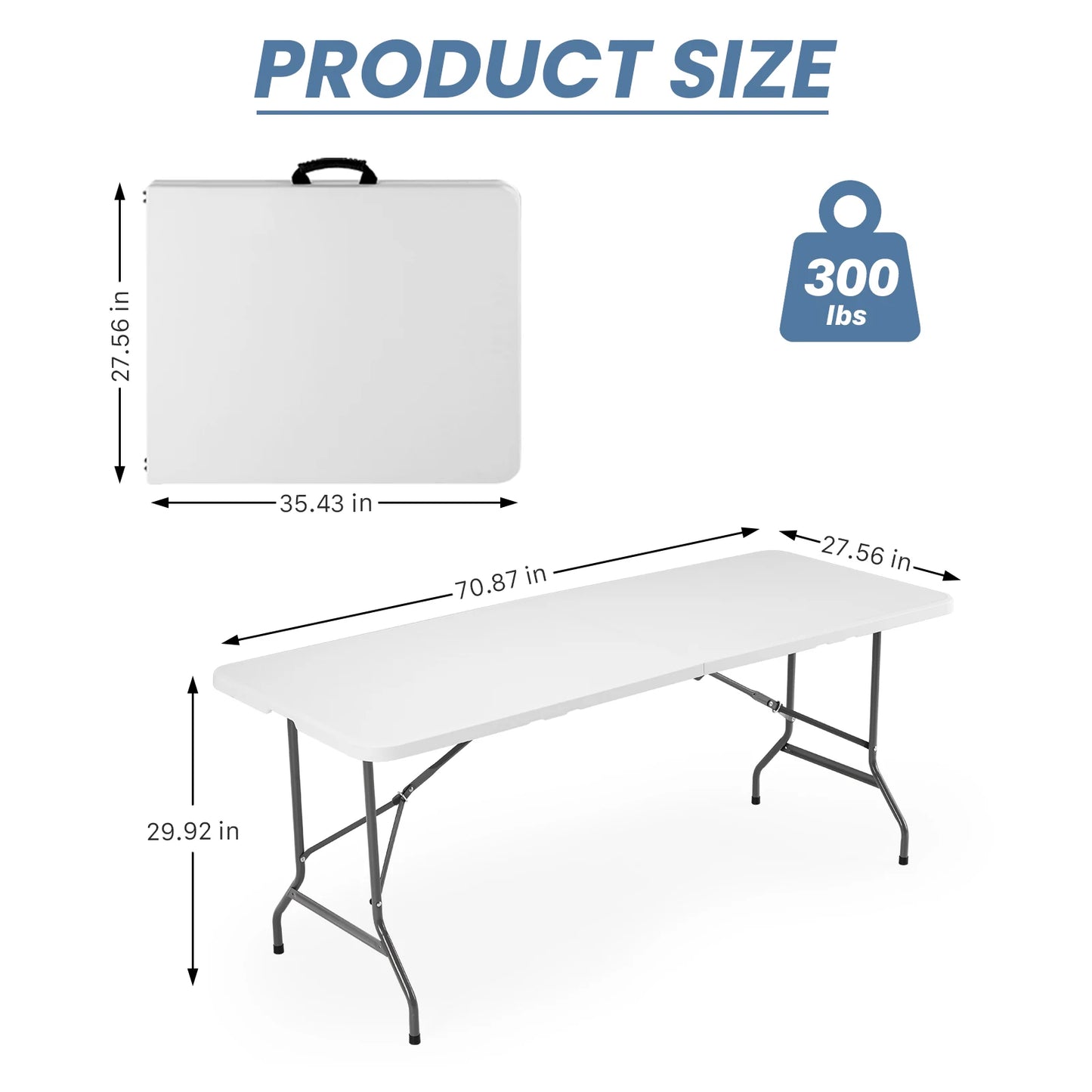 JHK Portable Folding Camping Table With Safety Lock Carry Handle