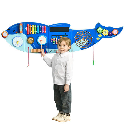 SucceBuy Montessori Busy Board With Hanging Sensory Learning Panels