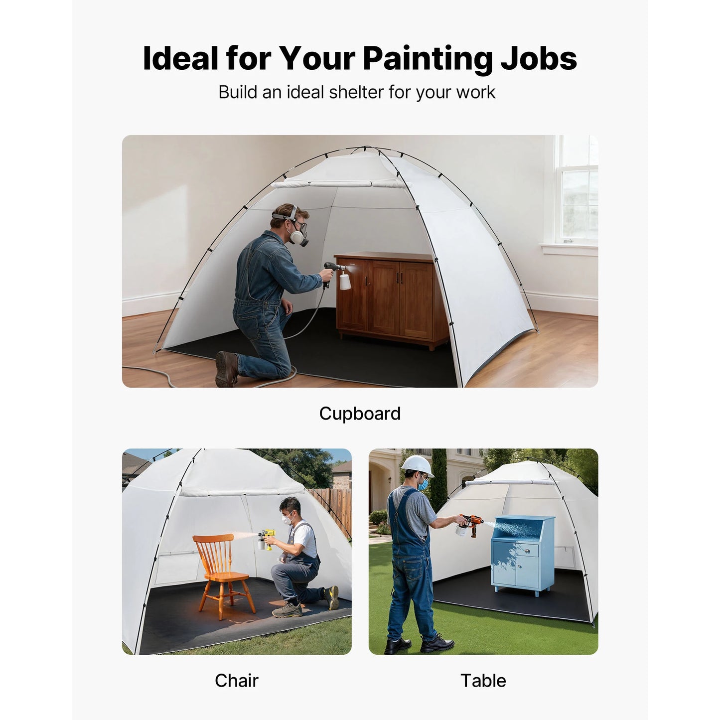 SucceBuy Portable Paint Booth Tent With Built In Floor