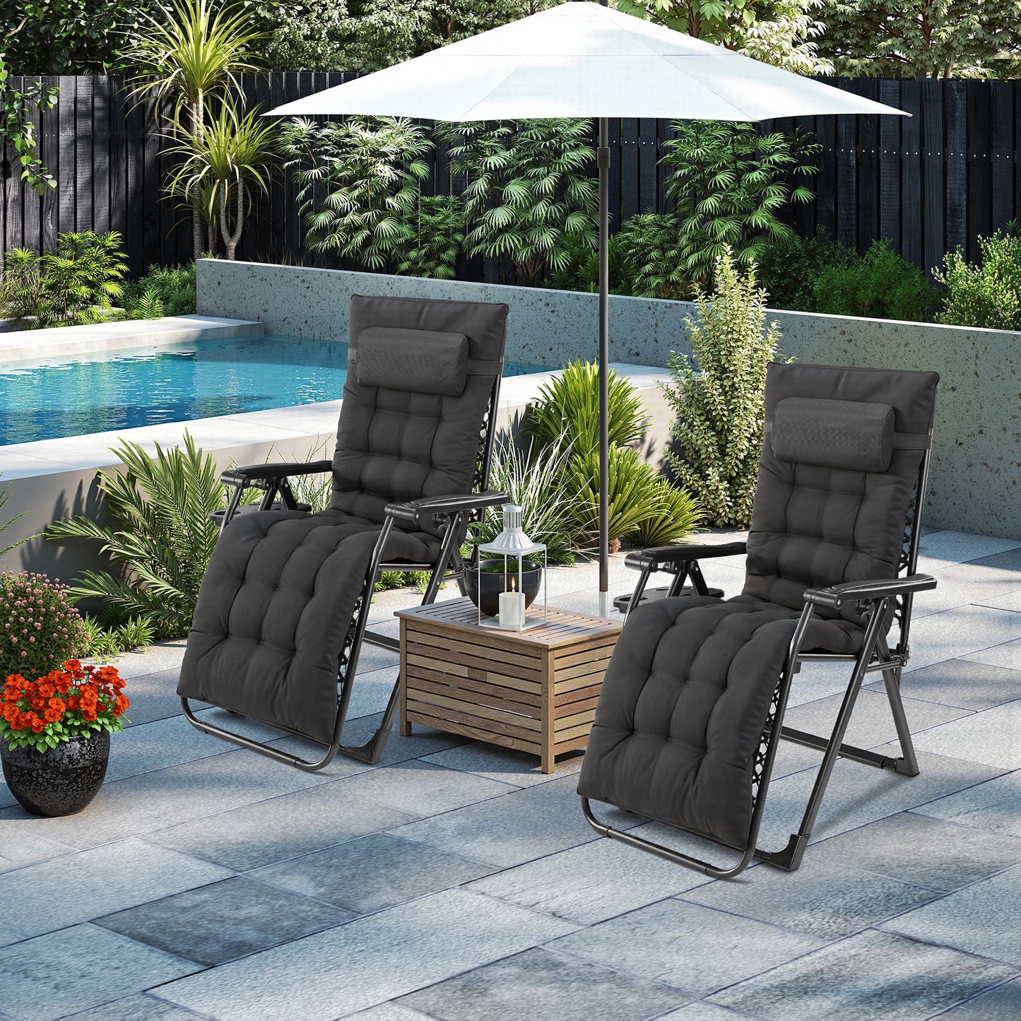 JHK Portable Zero Gravity Outdoor Recliner With Cup Holder