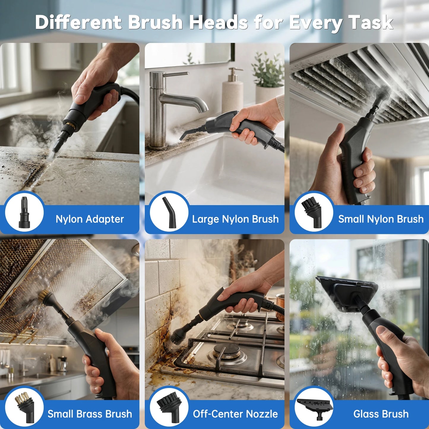 2500W Portable Handheld Steam Cleaner With Accessories US Plug