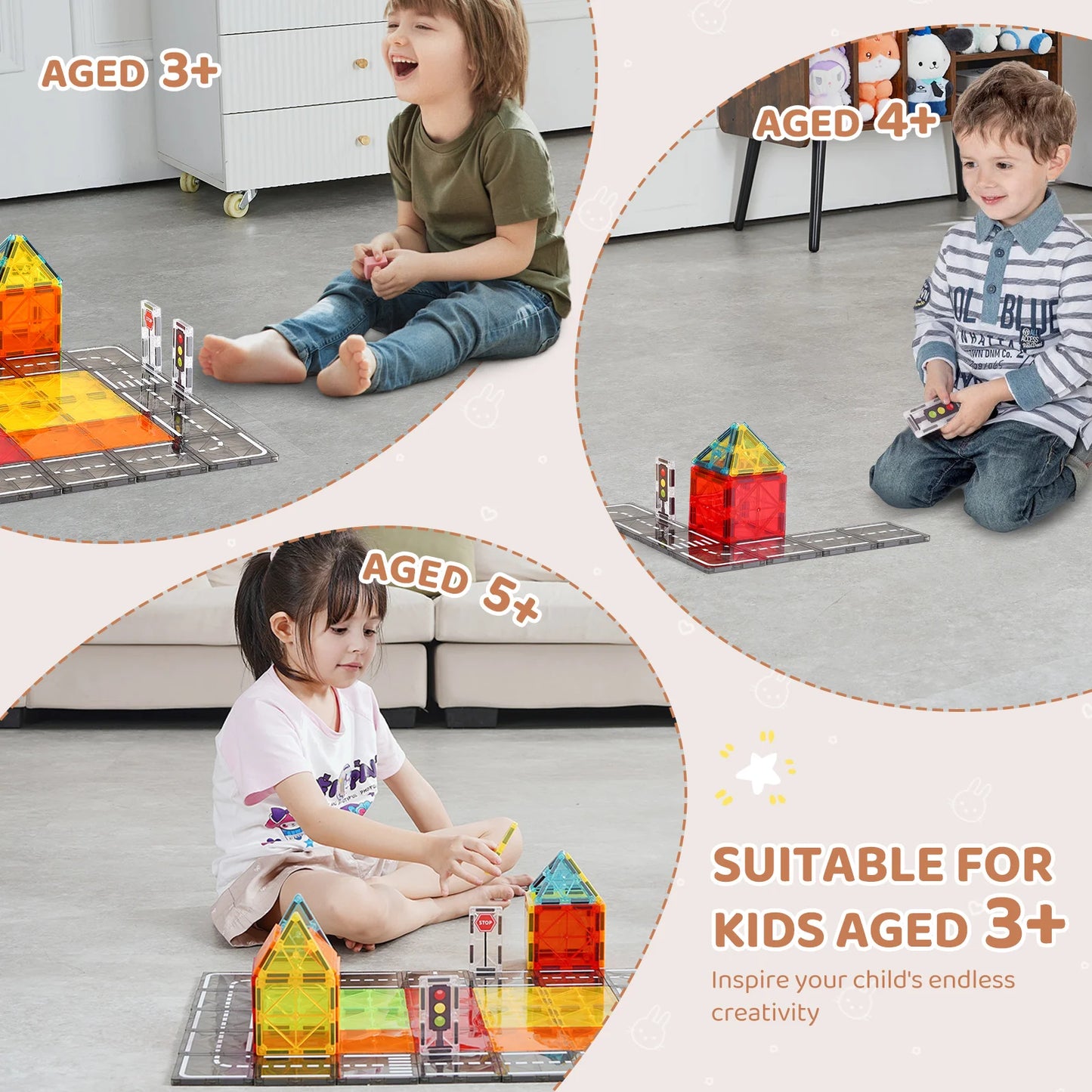 SucceBuy Magnetic Building Tile Blocks STEM Educational Kids Toy