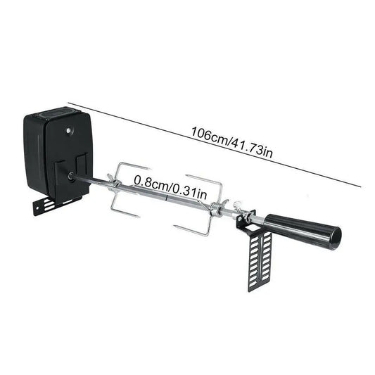 New Electric BBQ Grill Spit Roaster w/ 120 cm long cableRod Outdoor Barbecue Grilling Rotisserie Kit