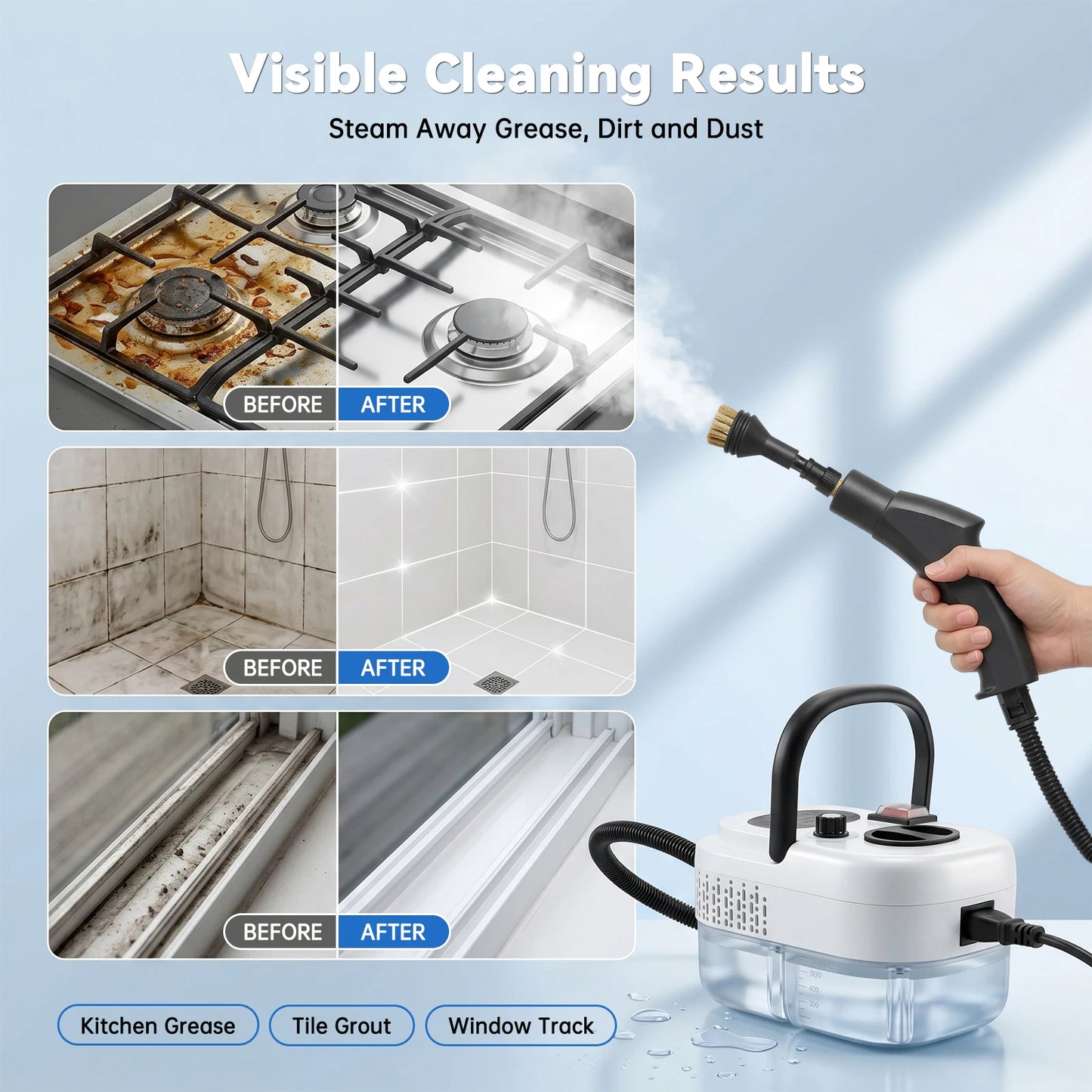 2500W Portable Handheld Steam Cleaner With Accessories US Plug