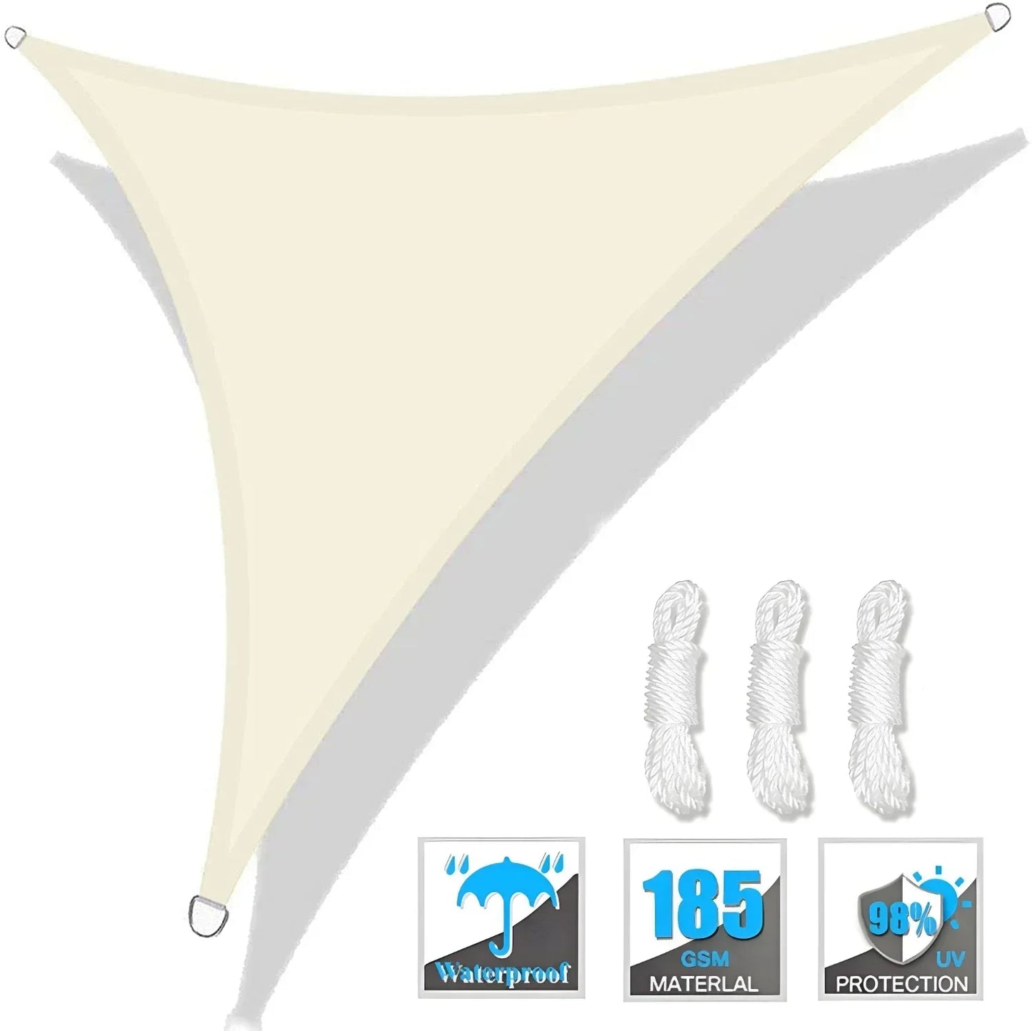 Triangle Sun Shade Sail Canopy UV Block Sunshade Sails Sunscreen for Outdoor Patio Garden Backyard Awning Sunsail with Free Rope
