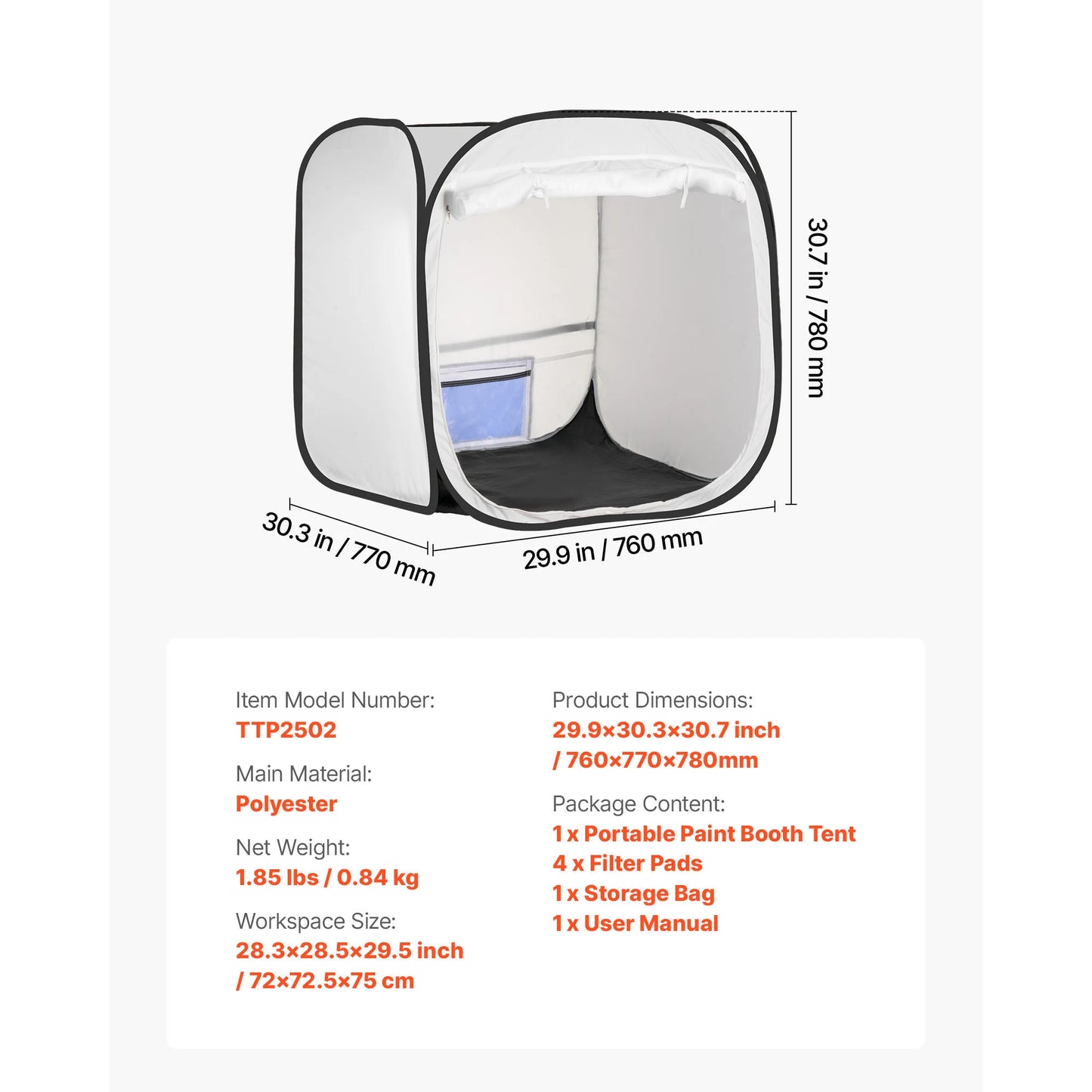 SucceBuy Portable Paint Booth Tent With Built In Floor