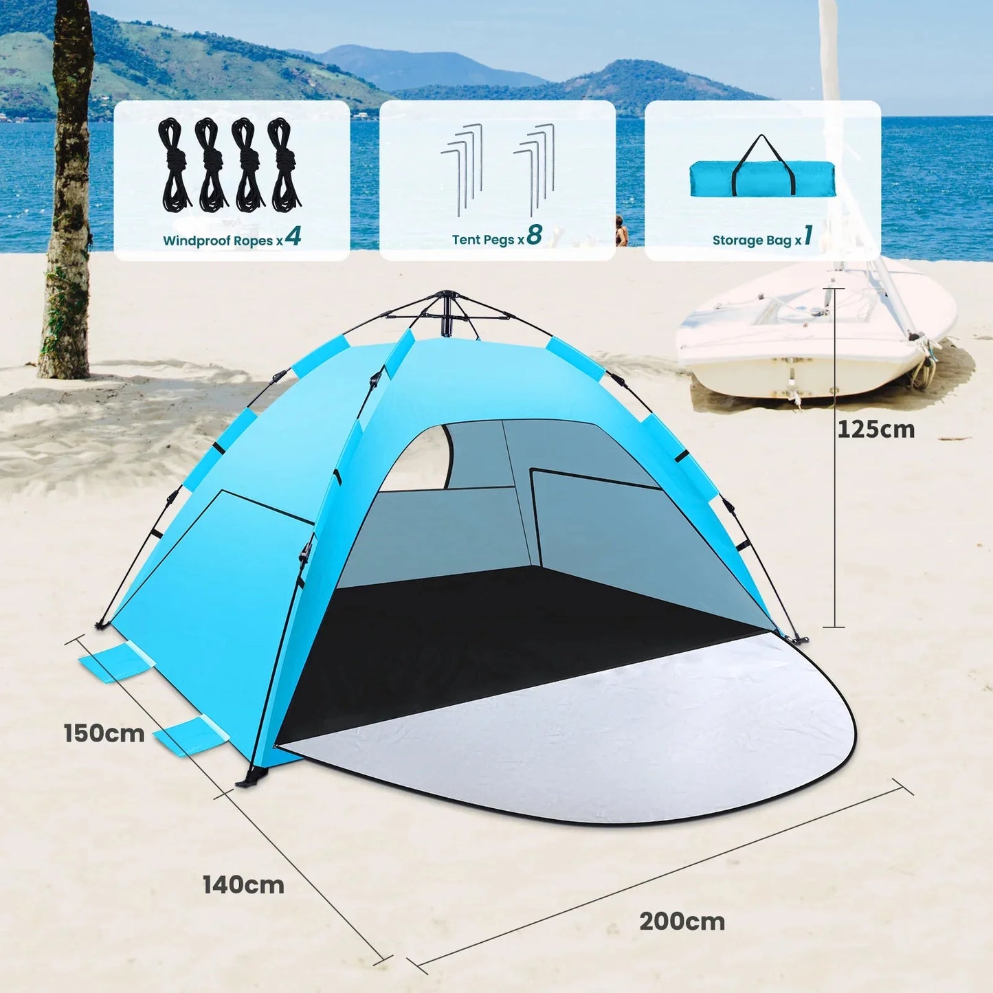 Automatic Pop Up Beach Tent With UPF 50 Protection