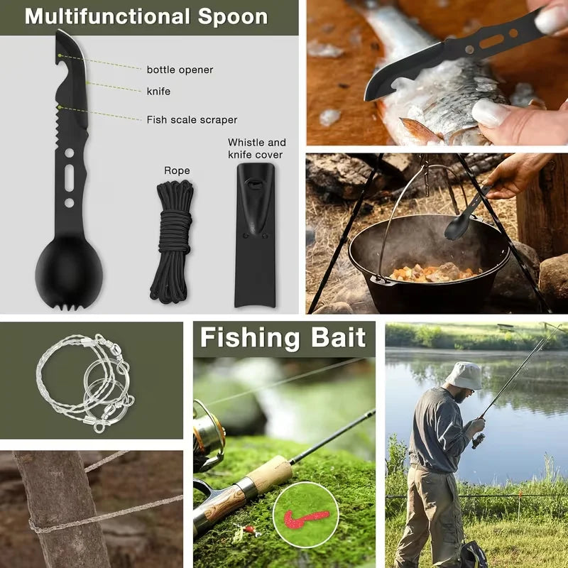 269-Piece Professional Survival Health Equipment Set with Outdoor Fire Starter Compass Multi-tool for Camping And Outdoor Adventure Suitable for Men Fathers Husbands And Women