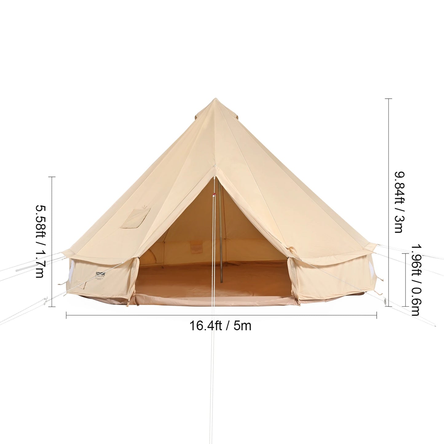 SucceBuy Canvas Bell Tent For Outdoor Camping With Breathable Fabric